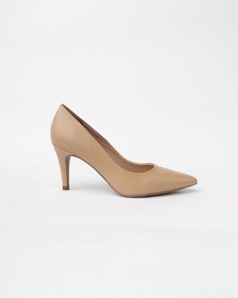 Escarpins en cuir beige à talon fin et bout pointu | Manhattan